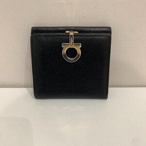 Salvatore Ferragamo Black Wallet with Gold Accent